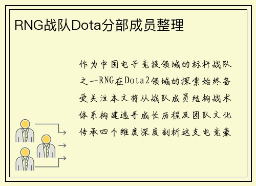 RNG战队Dota分部成员整理